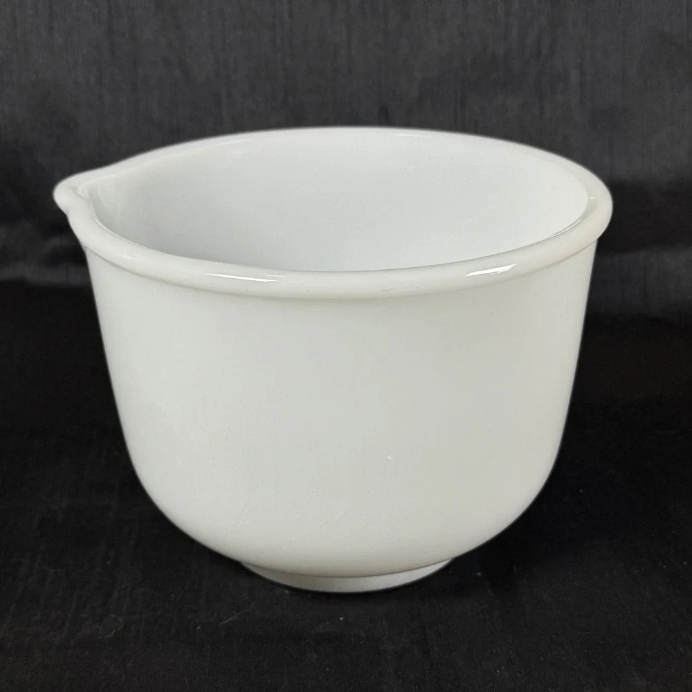 Vintage Glasbake Sunbeam Mixing Bowl White Milk Glass w Pour Spout Made in USA